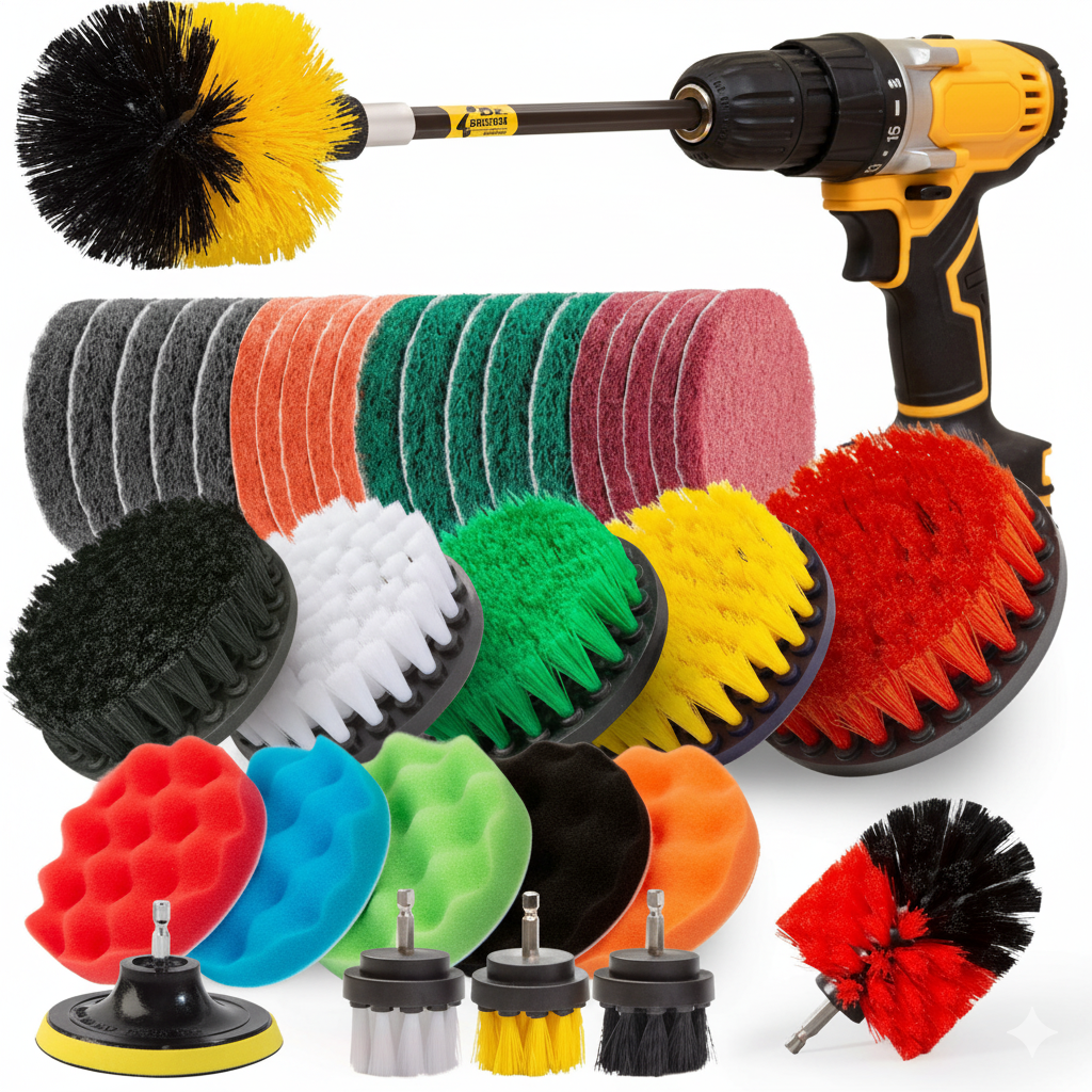 LUXE 37-DELIGE REINIGINGSBORSTELSET VOOR BOORMACHINE